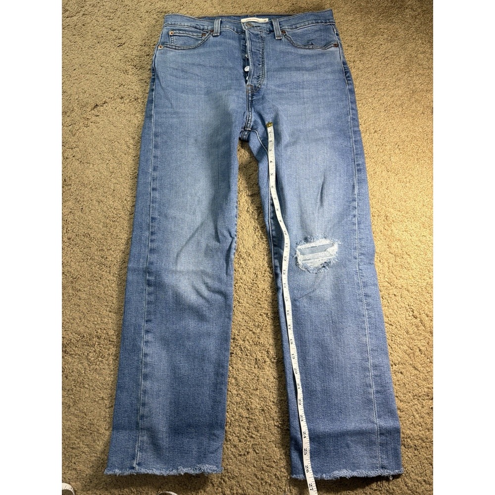 Levis Wedgie Straight Women 31 Distressed Raw Hem Button Fly Hi-Rise - Picture 9 of 12